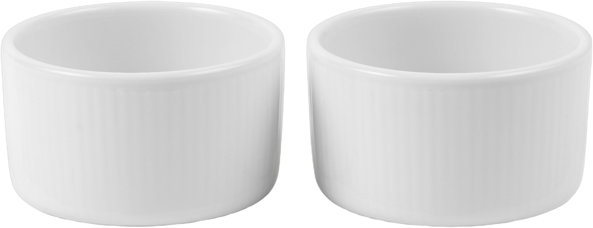 Hvid Riflet Souffléskåle, 9 Cm/20 cl, 2 stk